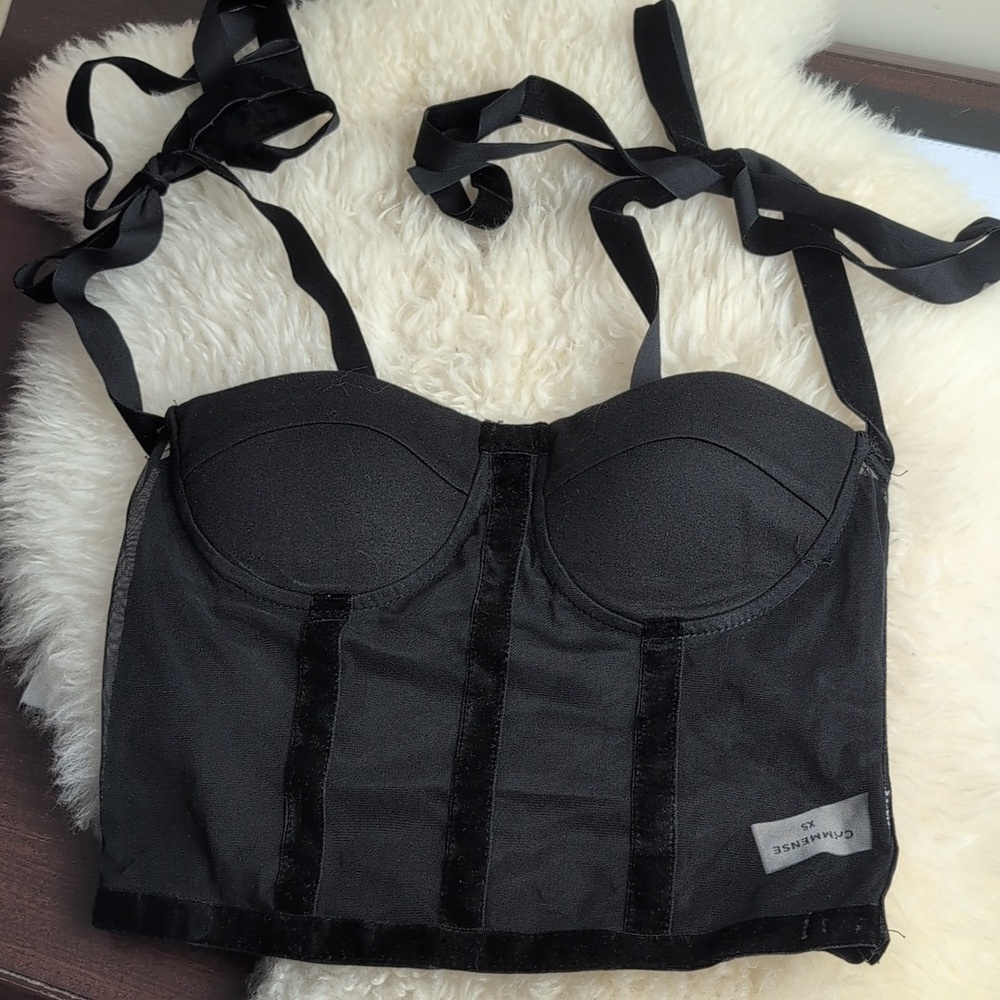 TIED MESH CORSET CROP TOP SIZE X SMALL - Picture 2 of 6